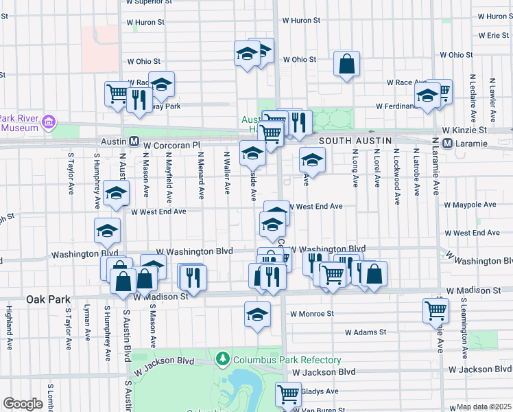 map of restaurants, bars, coffee shops, grocery stores, and more near 209 North Parkside Avenue in Chicago