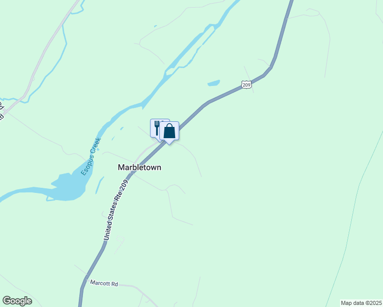 map of restaurants, bars, coffee shops, grocery stores, and more near Hainer Road in Ulster County