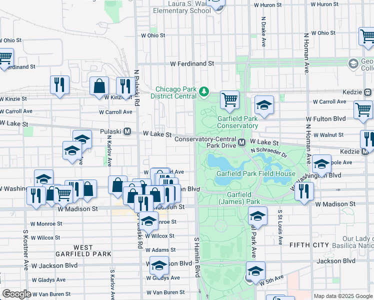 map of restaurants, bars, coffee shops, grocery stores, and more near 3816 West Maypole Avenue in Chicago