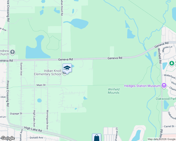map of restaurants, bars, coffee shops, grocery stores, and more near 28W175 Geneva Road in West Chicago