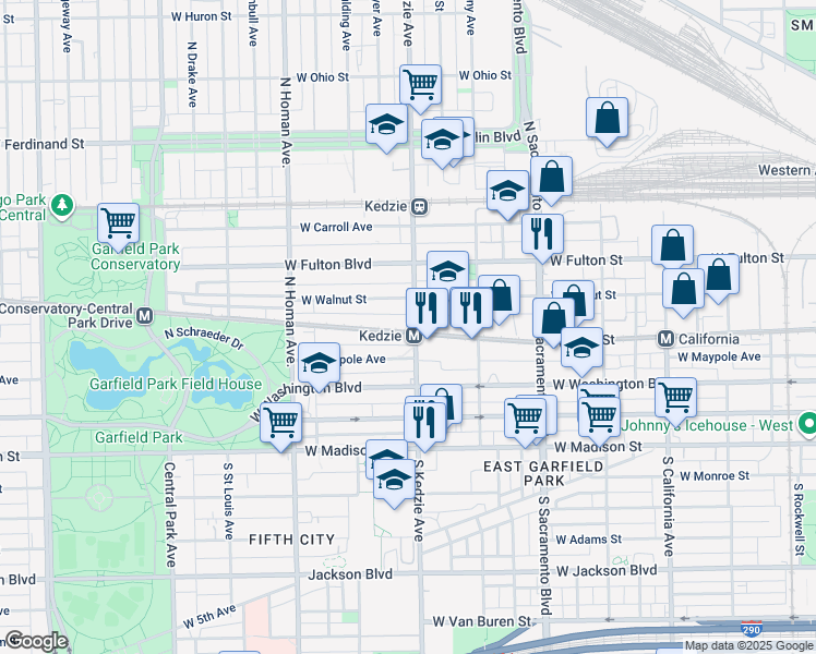 map of restaurants, bars, coffee shops, grocery stores, and more near in Chicago