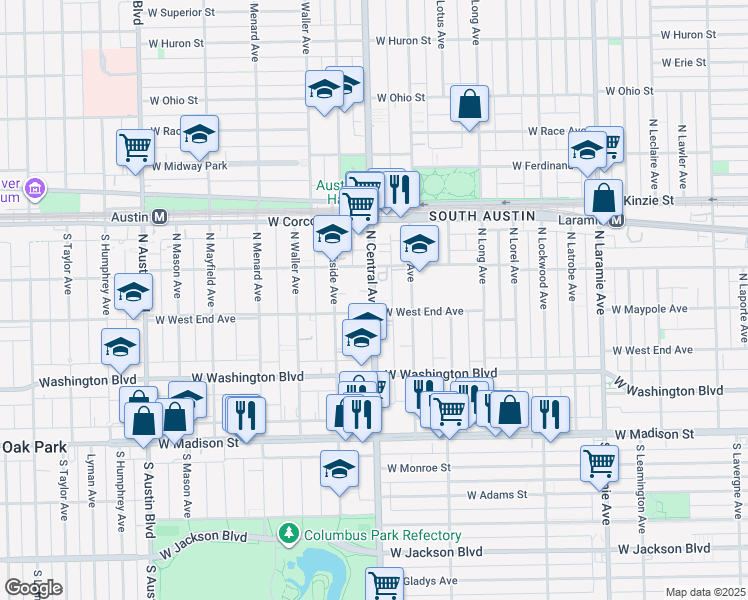 map of restaurants, bars, coffee shops, grocery stores, and more near in Chicago