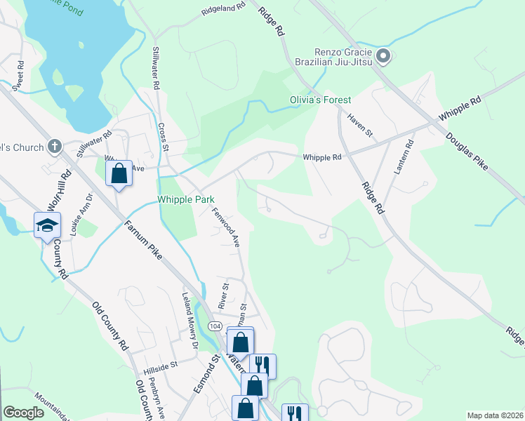 map of restaurants, bars, coffee shops, grocery stores, and more near 5 Quail Circle in Smithfield
