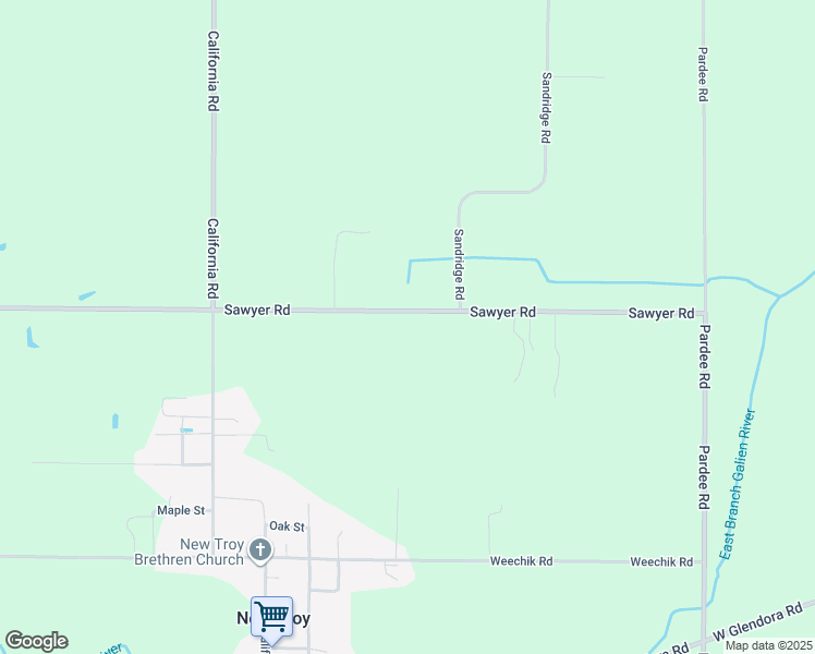 map of restaurants, bars, coffee shops, grocery stores, and more near 3794 Sawyer Road in New Troy