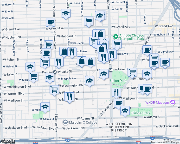 map of restaurants, bars, coffee shops, grocery stores, and more near 1751 North Hermitage Avenue in Chicago
