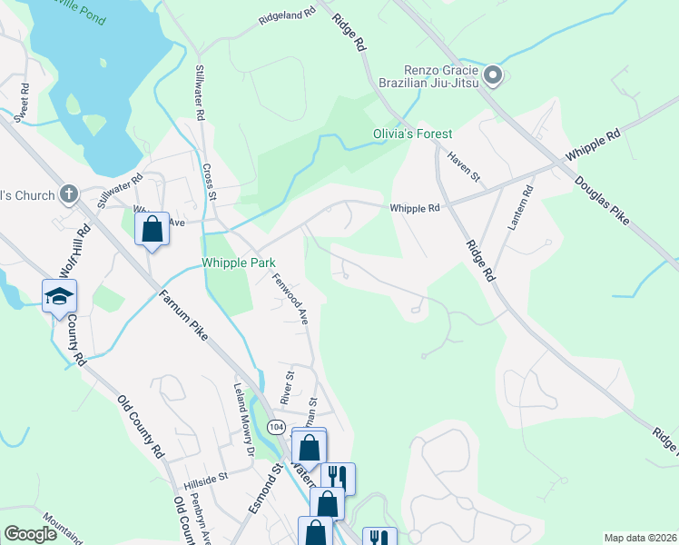 map of restaurants, bars, coffee shops, grocery stores, and more near 5 Quail Circle in Smithfield