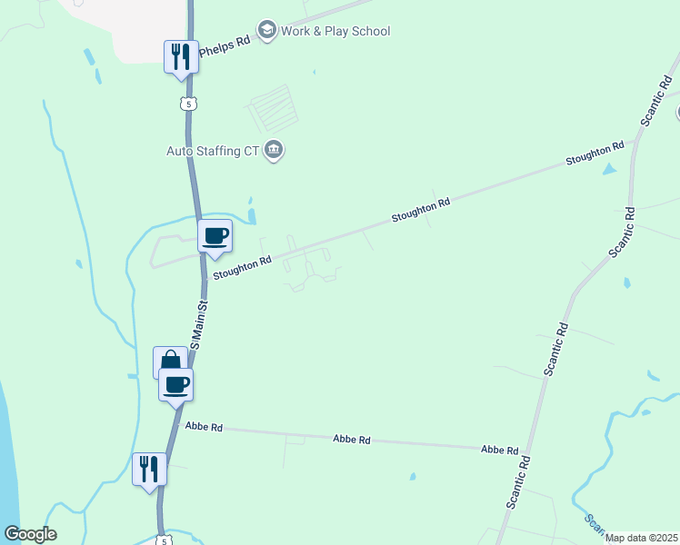 map of restaurants, bars, coffee shops, grocery stores, and more near 17 Daniel Drive in East Windsor