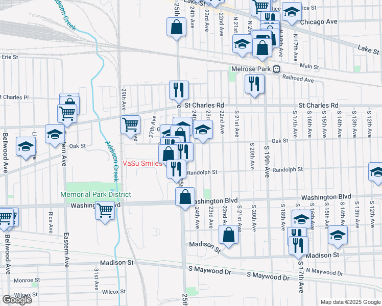 map of restaurants, bars, coffee shops, grocery stores, and more near 428 24th Avenue in Bellwood