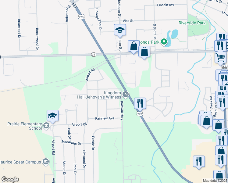 map of restaurants, bars, coffee shops, grocery stores, and more near in Cadmus