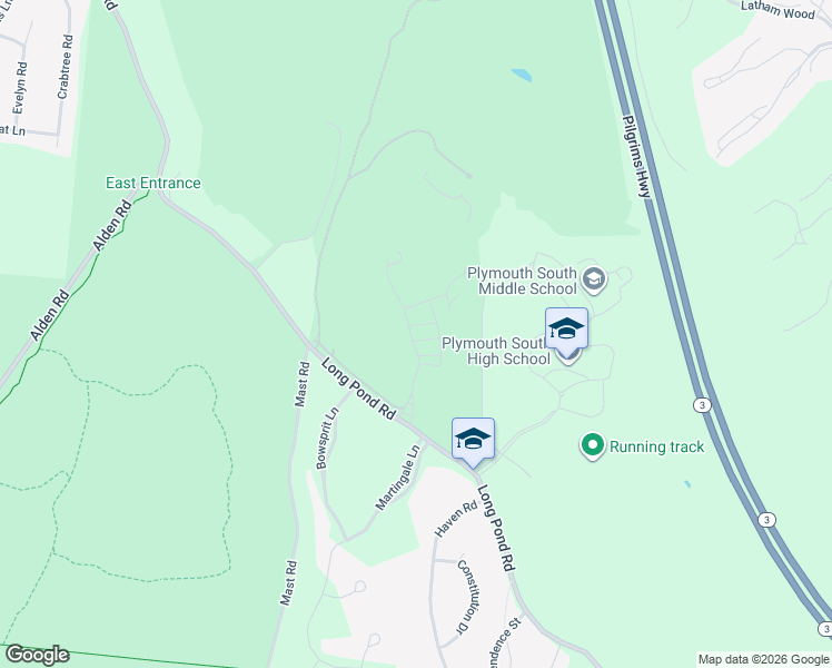 map of restaurants, bars, coffee shops, grocery stores, and more near 15 spyglass ln in Plymouth