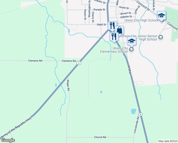 map of restaurants, bars, coffee shops, grocery stores, and more near in Union City