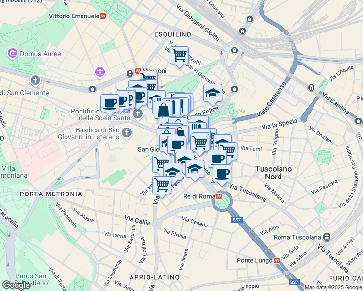 map of restaurants, bars, coffee shops, grocery stores, and more near 5 Largo Brindisi in Roma