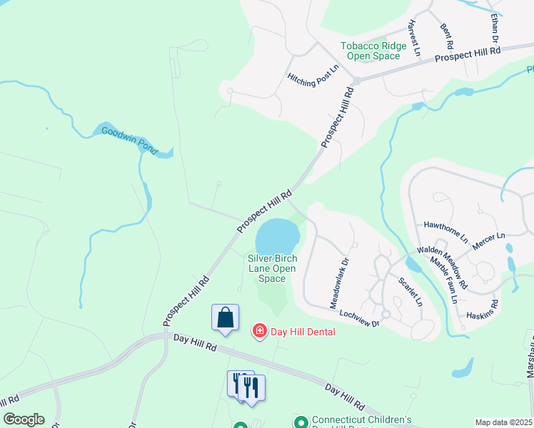 map of restaurants, bars, coffee shops, grocery stores, and more near 651 Prospect Hill Road in Windsor