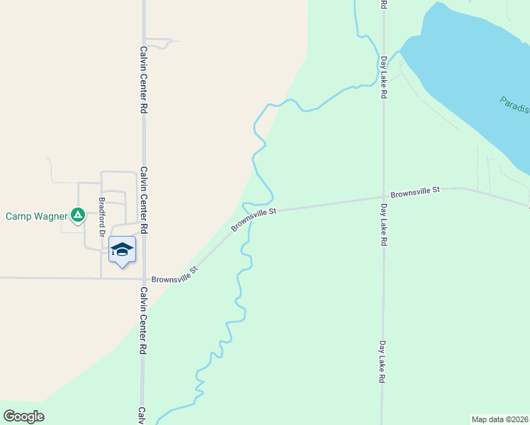 map of restaurants, bars, coffee shops, grocery stores, and more near 18532 Brownsville Street in Cassopolis