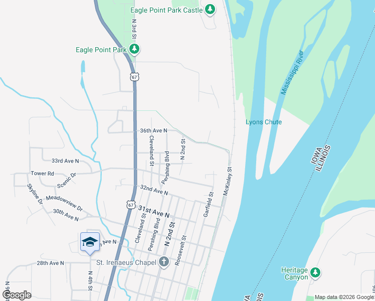 map of restaurants, bars, coffee shops, grocery stores, and more near 3501-3599 North 2nd Street in Clinton