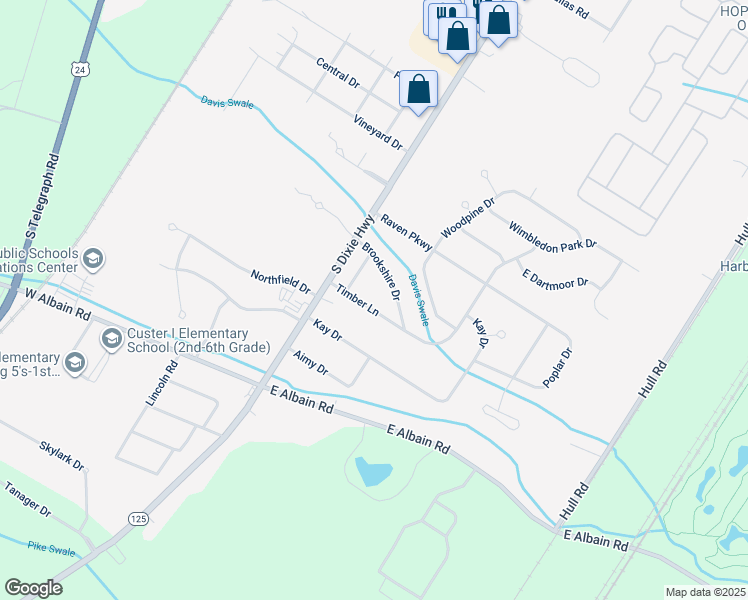 map of restaurants, bars, coffee shops, grocery stores, and more near 5407 West Brookshire Street in Monroe