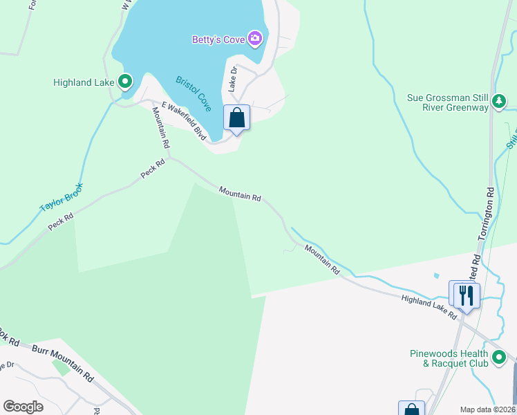 map of restaurants, bars, coffee shops, grocery stores, and more near 140 Mountain Road in Winchester