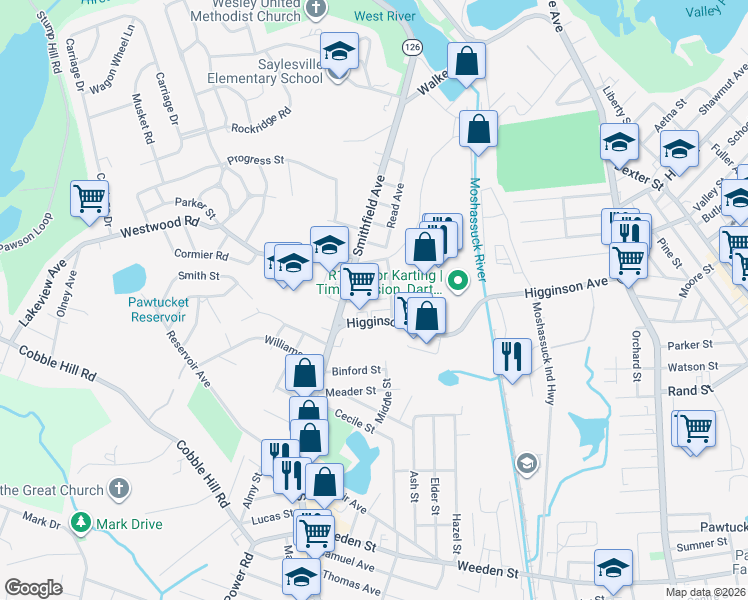 map of restaurants, bars, coffee shops, grocery stores, and more near 10 Chestnut Avenue in Lincoln