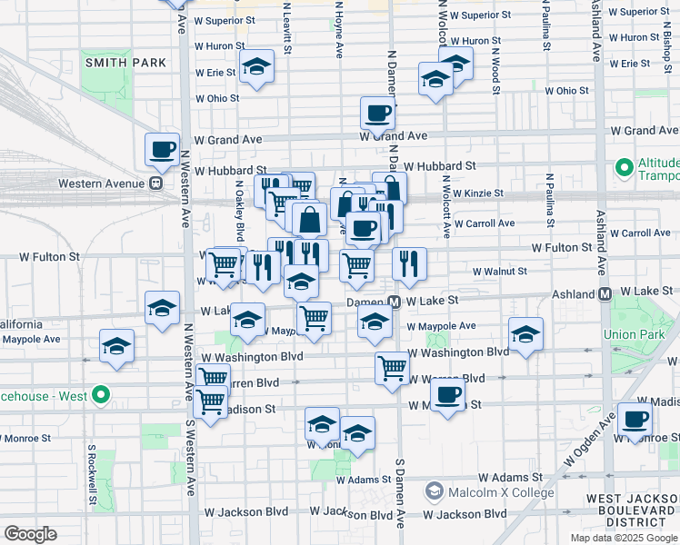 map of restaurants, bars, coffee shops, grocery stores, and more near 236 W Walnut St in Chicago