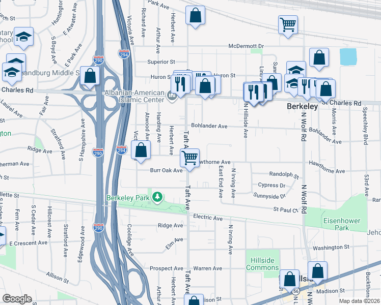 map of restaurants, bars, coffee shops, grocery stores, and more near 1540 North Taft Avenue in Berkeley