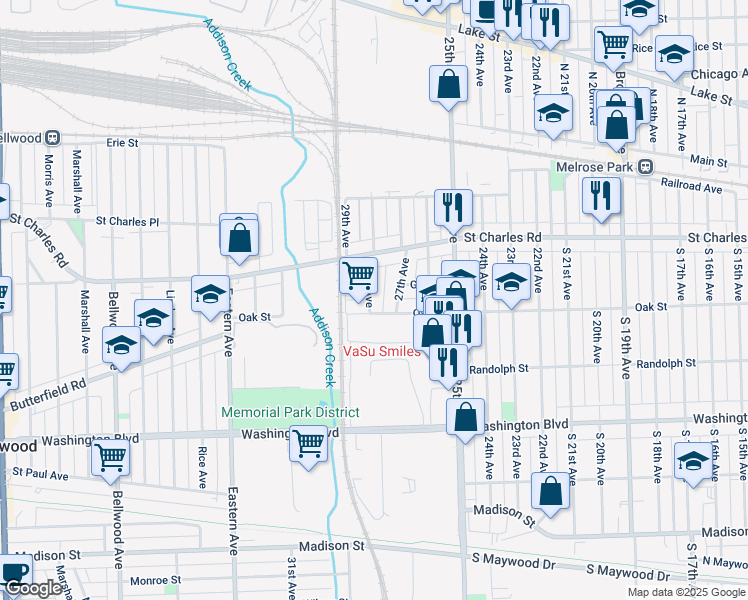 map of restaurants, bars, coffee shops, grocery stores, and more near 337 28th Avenue in Bellwood