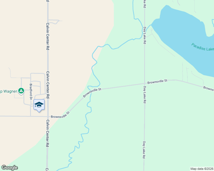 map of restaurants, bars, coffee shops, grocery stores, and more near 18532 Brownsville Street in Cassopolis