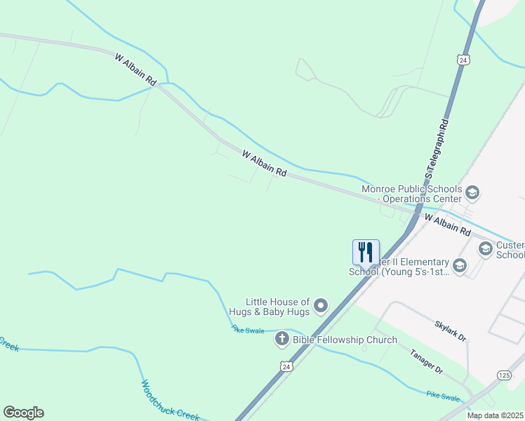 map of restaurants, bars, coffee shops, grocery stores, and more near 4437 West Albain Road in Monroe