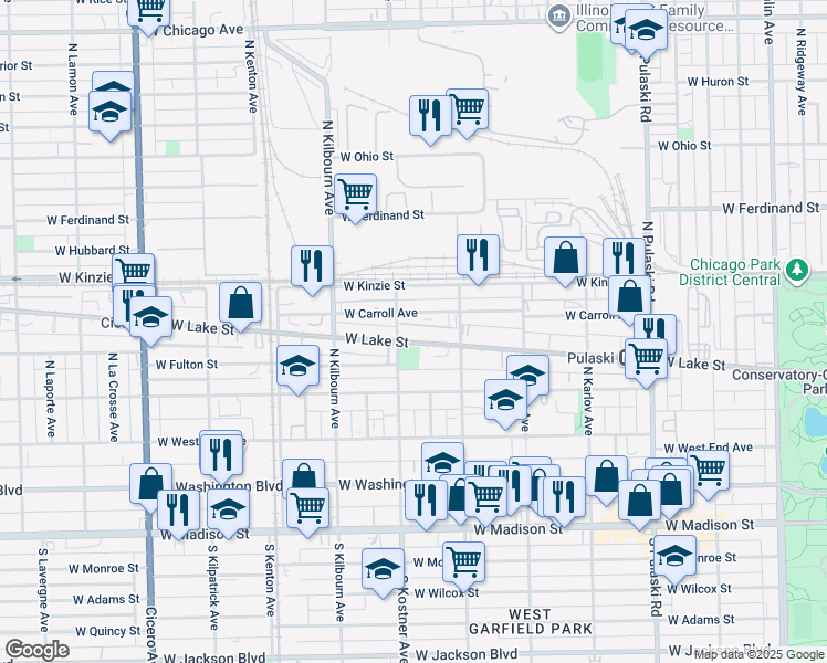map of restaurants, bars, coffee shops, grocery stores, and more near in Chicago