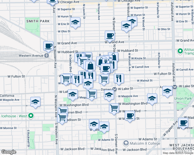 map of restaurants, bars, coffee shops, grocery stores, and more near 236 W Walnut St in Chicago