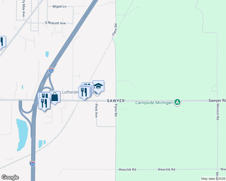 map of restaurants, bars, coffee shops, grocery stores, and more near in Berrien County