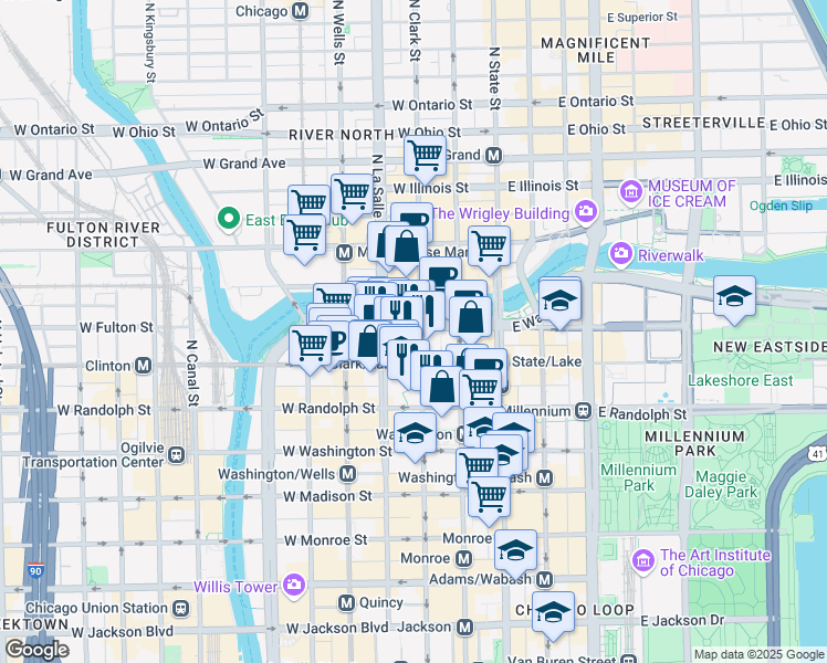 map of restaurants, bars, coffee shops, grocery stores, and more near in Chicago