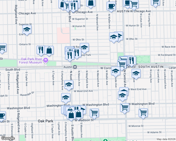 map of restaurants, bars, coffee shops, grocery stores, and more near in Chicago
