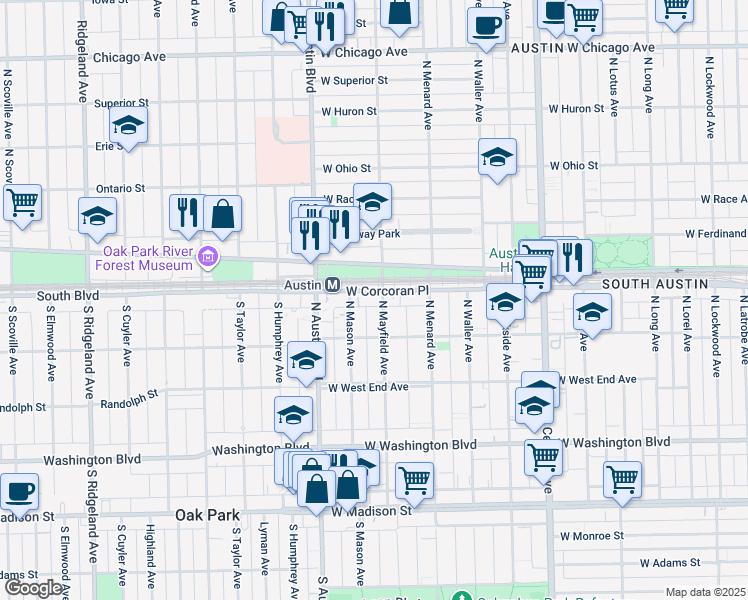 map of restaurants, bars, coffee shops, grocery stores, and more near in Chicago