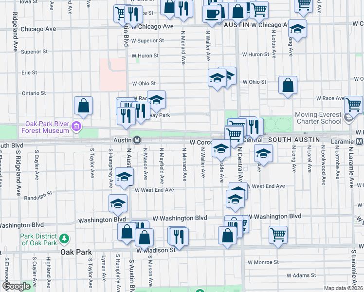 map of restaurants, bars, coffee shops, grocery stores, and more near in Chicago