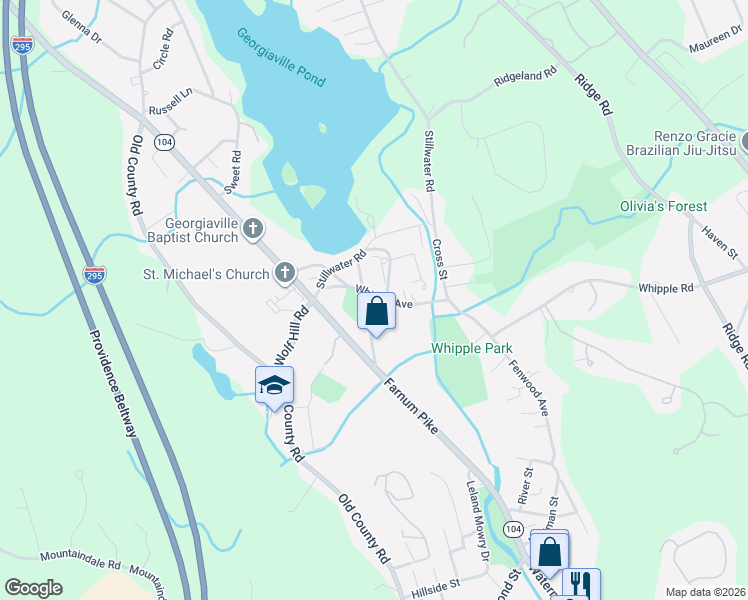 map of restaurants, bars, coffee shops, grocery stores, and more near 24 Homestead Avenue in Smithfield