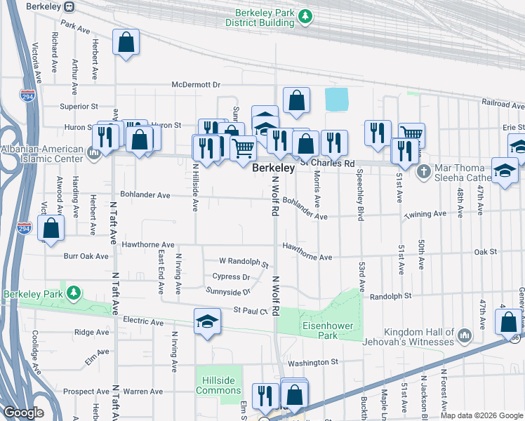 map of restaurants, bars, coffee shops, grocery stores, and more near 5421 Bohlander Avenue in Berkeley