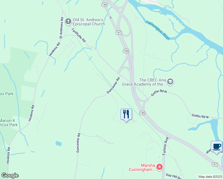 map of restaurants, bars, coffee shops, grocery stores, and more near 263 Duncaster Road in Bloomfield