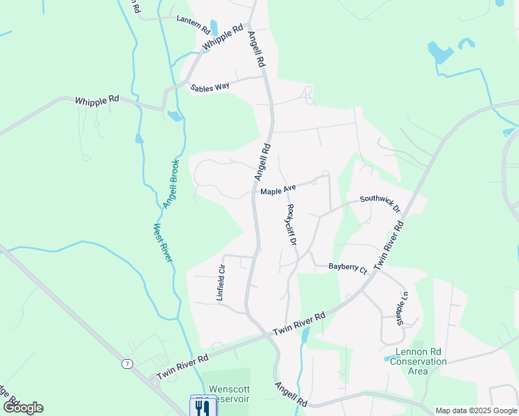 map of restaurants, bars, coffee shops, grocery stores, and more near 274 Angell Road in Lincoln