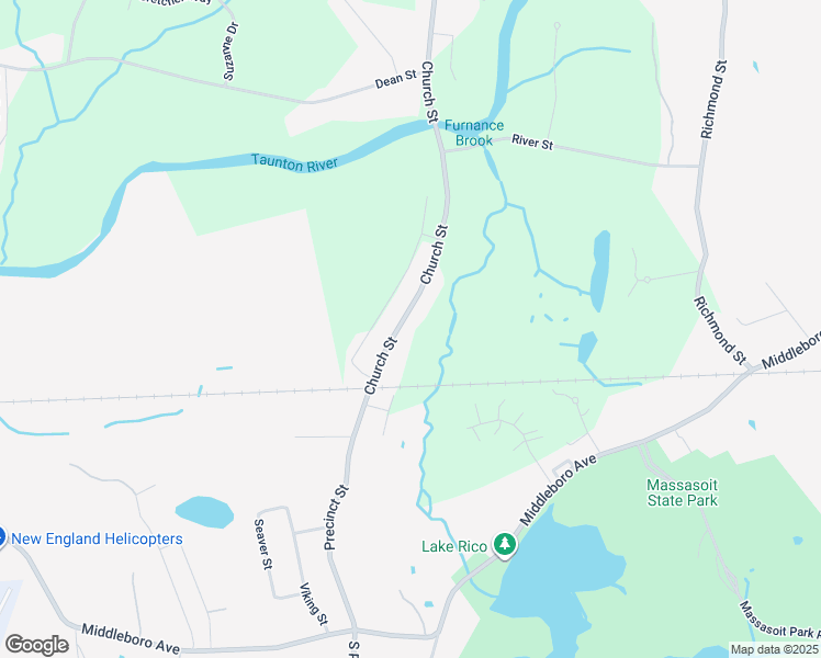 map of restaurants, bars, coffee shops, grocery stores, and more near 161 Church Street in Raynham