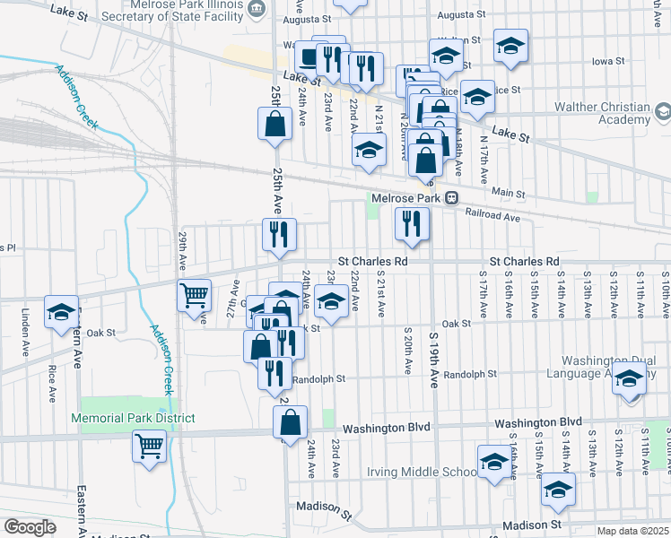 map of restaurants, bars, coffee shops, grocery stores, and more near 305 23rd Avenue in Bellwood