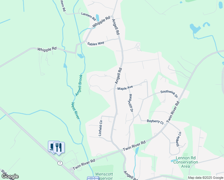 map of restaurants, bars, coffee shops, grocery stores, and more near 274 Angell Road in Lincoln
