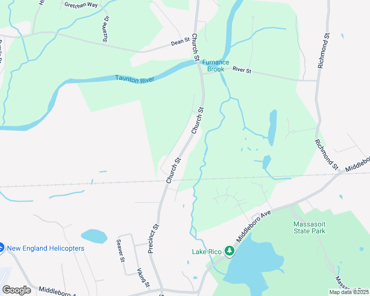 map of restaurants, bars, coffee shops, grocery stores, and more near 161 Church Street in Raynham