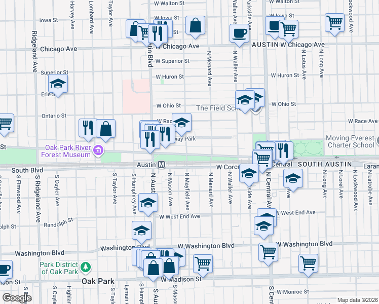 map of restaurants, bars, coffee shops, grocery stores, and more near in Chicago