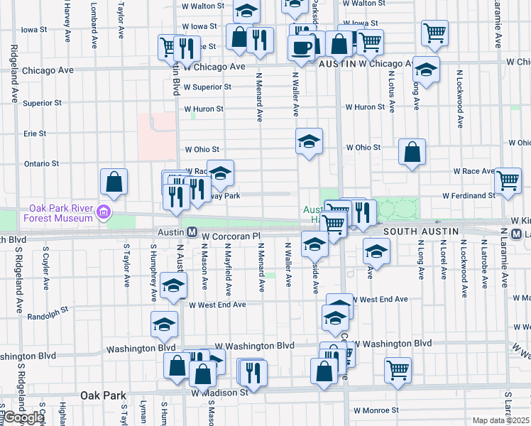 map of restaurants, bars, coffee shops, grocery stores, and more near in Chicago