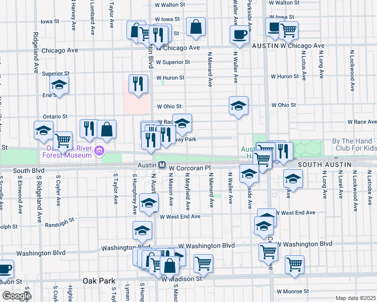 map of restaurants, bars, coffee shops, grocery stores, and more near in Chicago