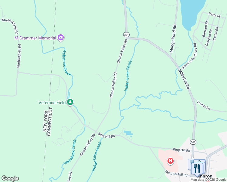 map of restaurants, bars, coffee shops, grocery stores, and more near 205 Sharon Valley Road in Sharon
