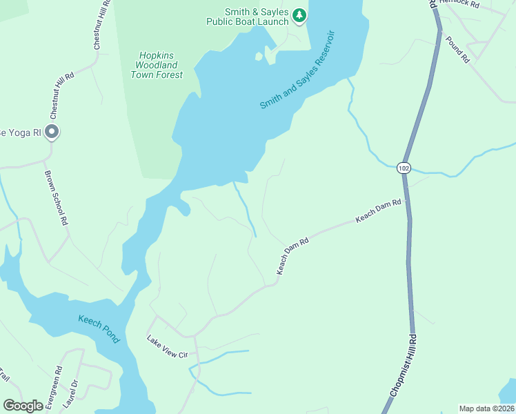 map of restaurants, bars, coffee shops, grocery stores, and more near 48 Angel Road in Glocester