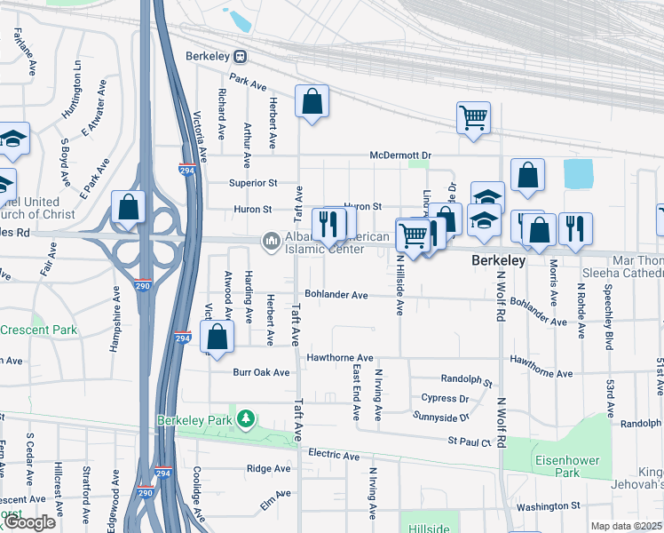 map of restaurants, bars, coffee shops, grocery stores, and more near 1414 North Ashbel Avenue in Berkeley