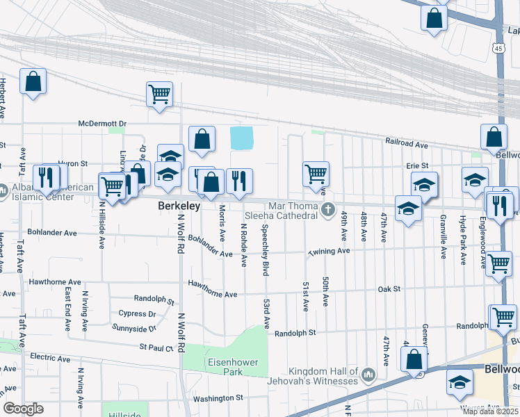 map of restaurants, bars, coffee shops, grocery stores, and more near 5207 Saint Charles Road in Berkeley