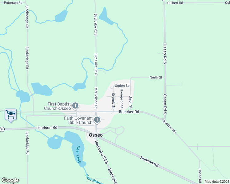 map of restaurants, bars, coffee shops, grocery stores, and more near 2623 Greenly Street in Osseo